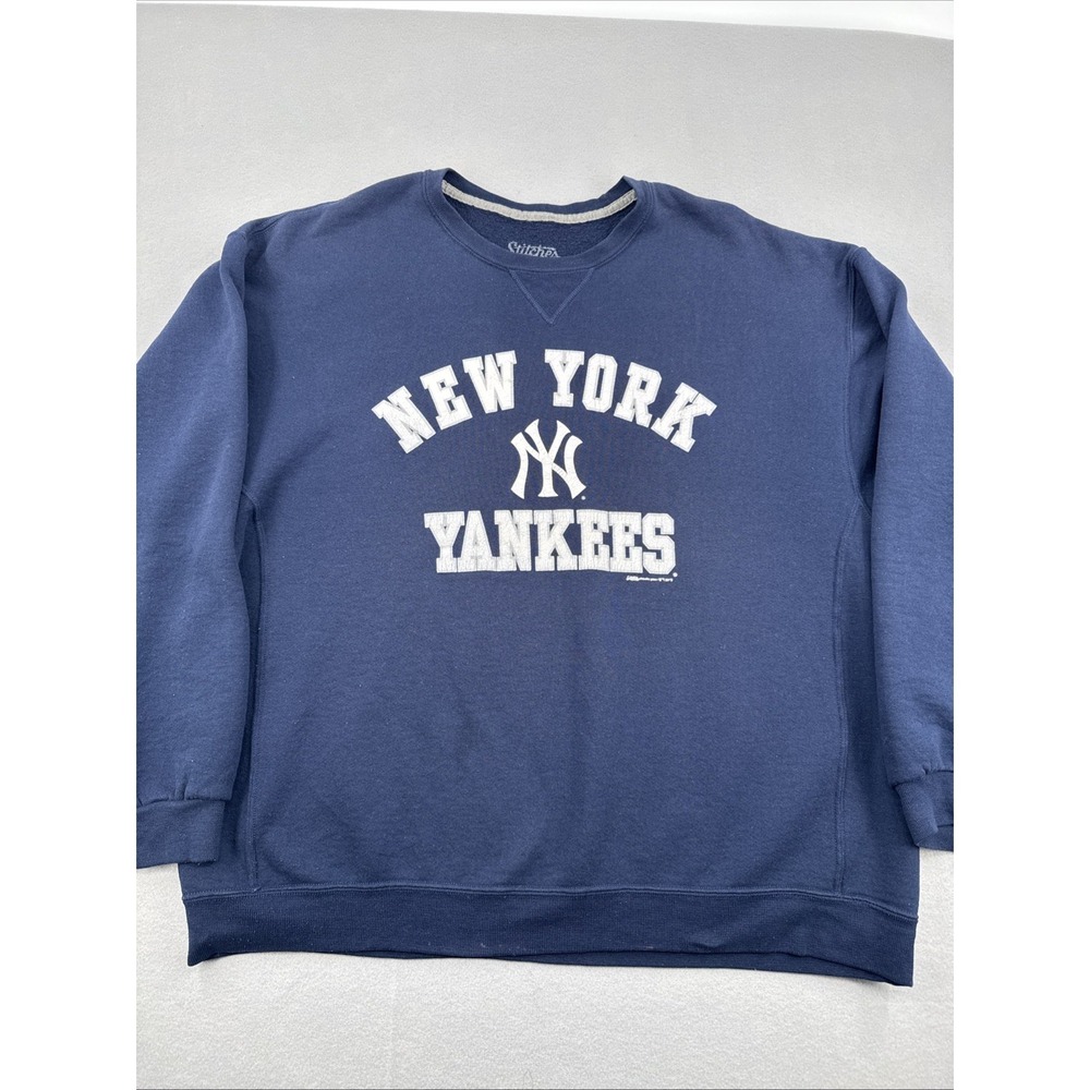 New York Yankees MLB‎ Distressed Crewneck Sweatshirt 2XL Stitches Boxy-Fit